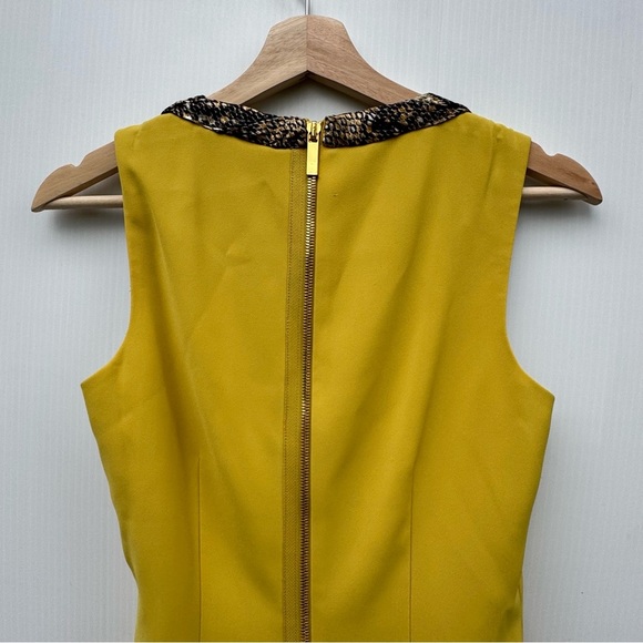 T Tahari Mustard Mini Dress with Embellished Shoulders - Picture 8 of 8